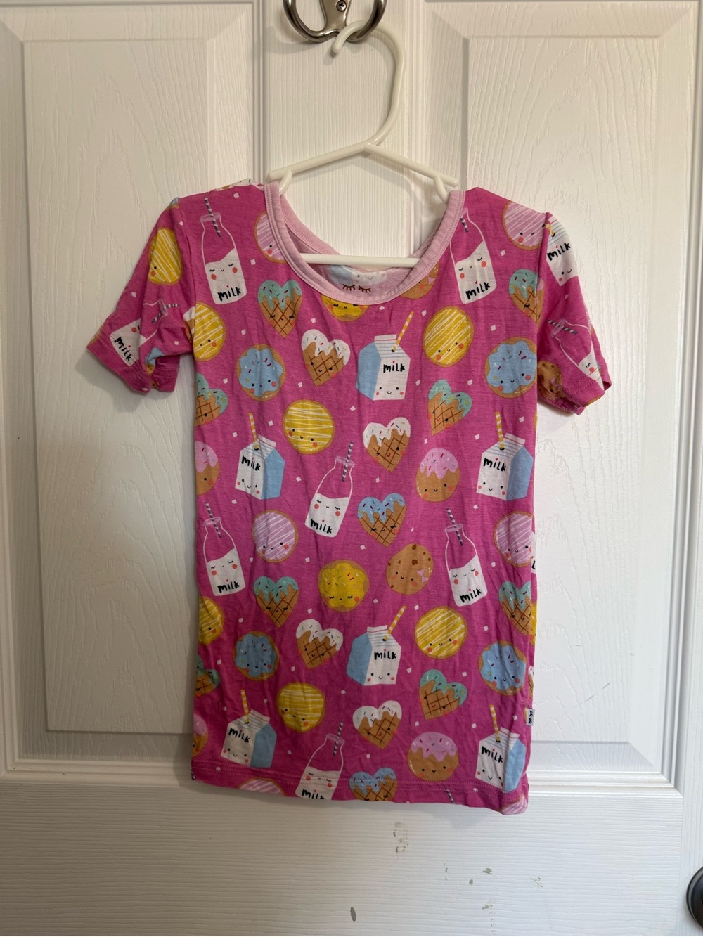 Little Sleepies Kids Pink Dessert-Print Short Sleeve Pajama Top